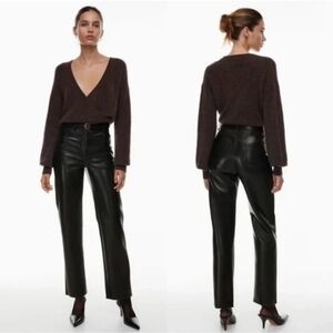 ARITZIA Wilfred The Melina High-Rise Vegan Leather Pants Black Size 4 Approx